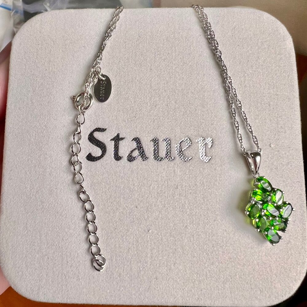 Vintage STAUER Romanova Green Imperial Diopside Necklace, Chrome Diopside